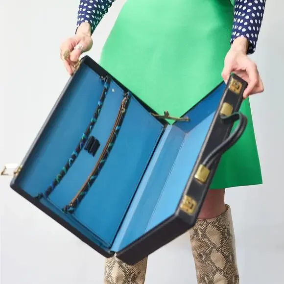1960s Vinyl Briefcase w/ Intricate Embroidery